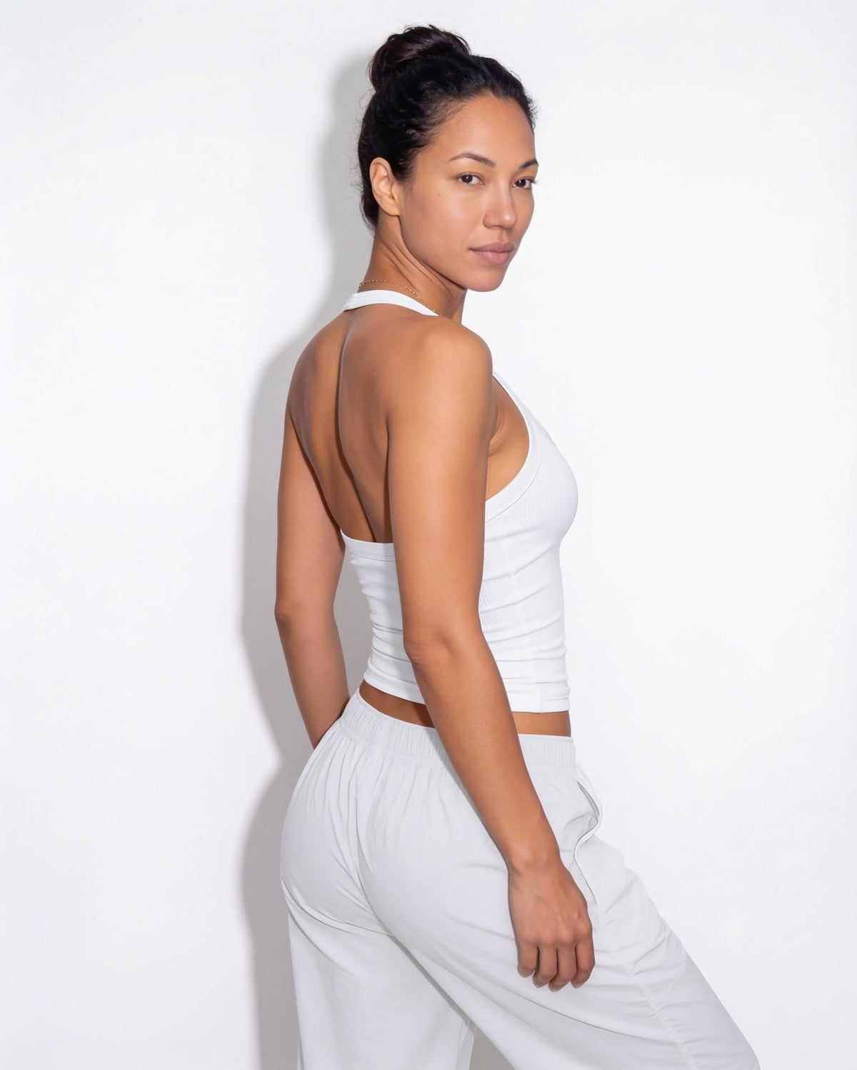 Sweetheart Halterneck Ribbed Tank Top