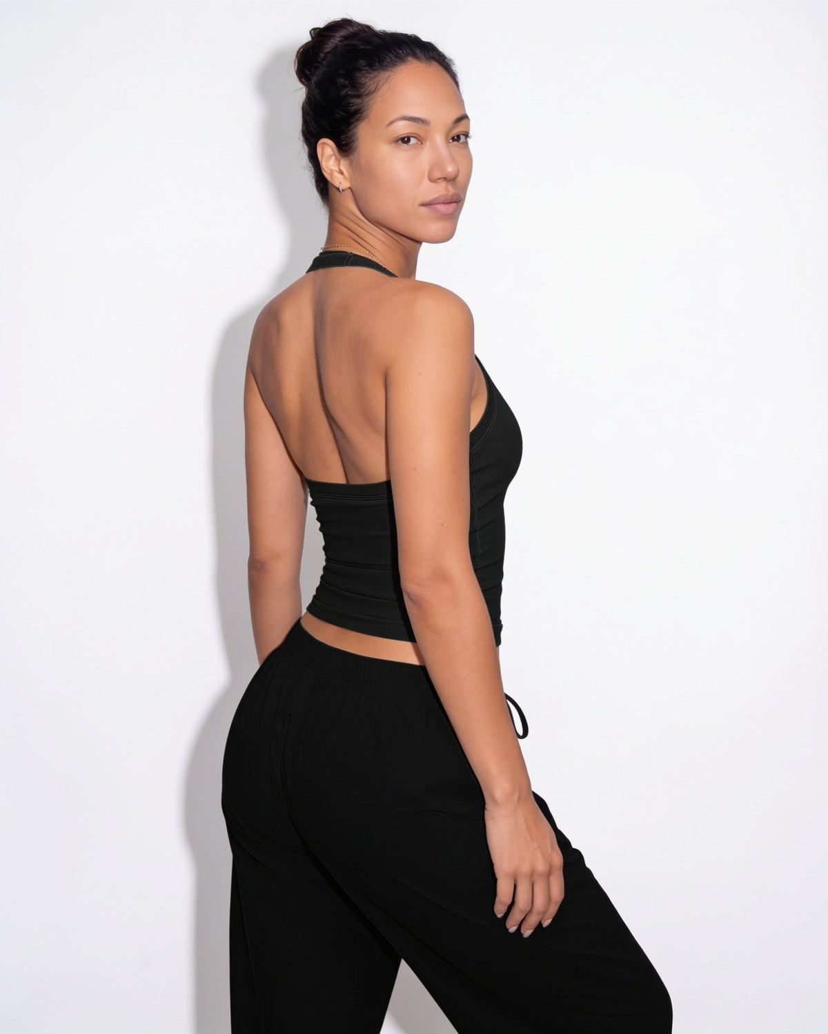Sweetheart Halterneck Ribbed Tank Top