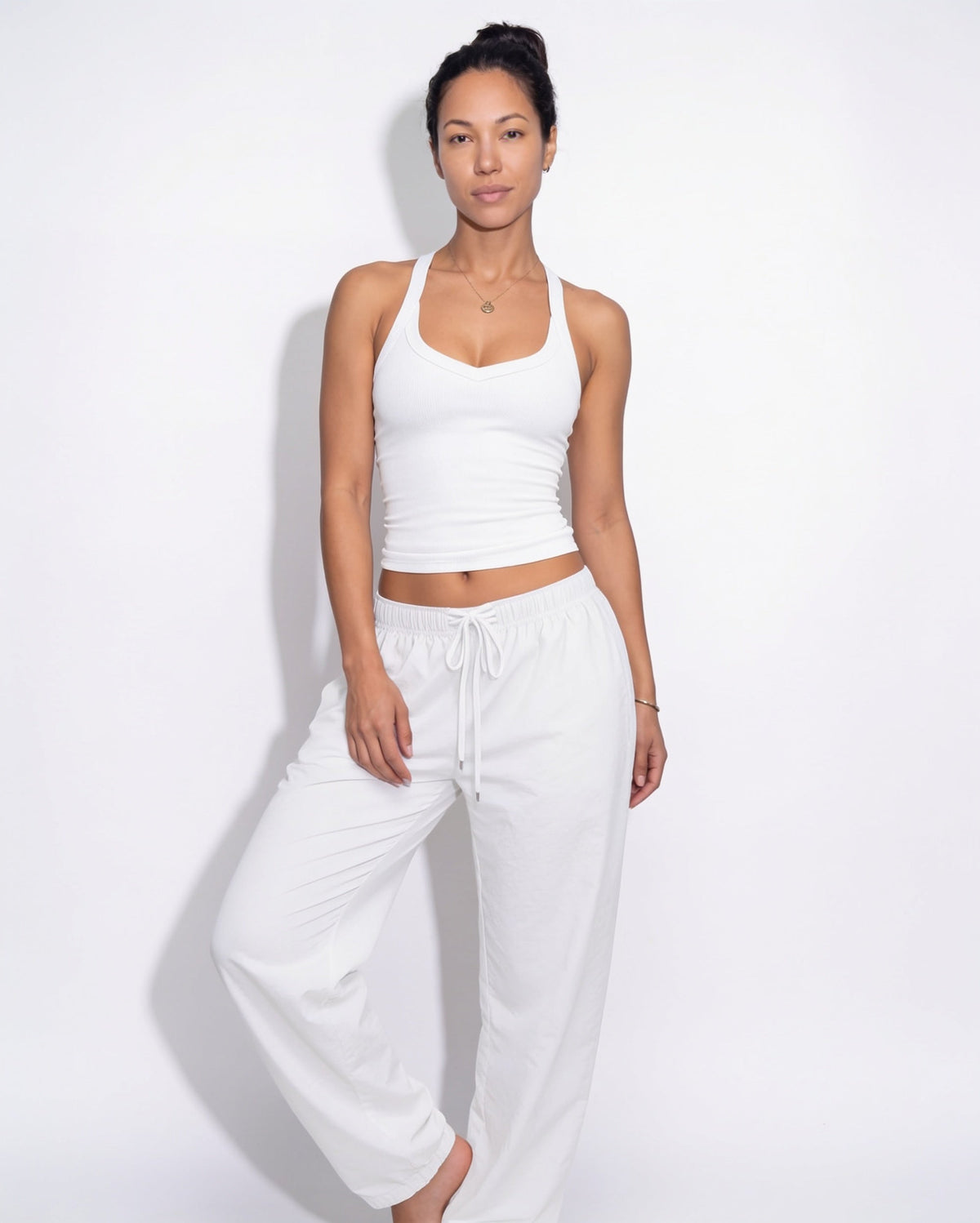 Sweetheart Halterneck Ribbed Tank Top