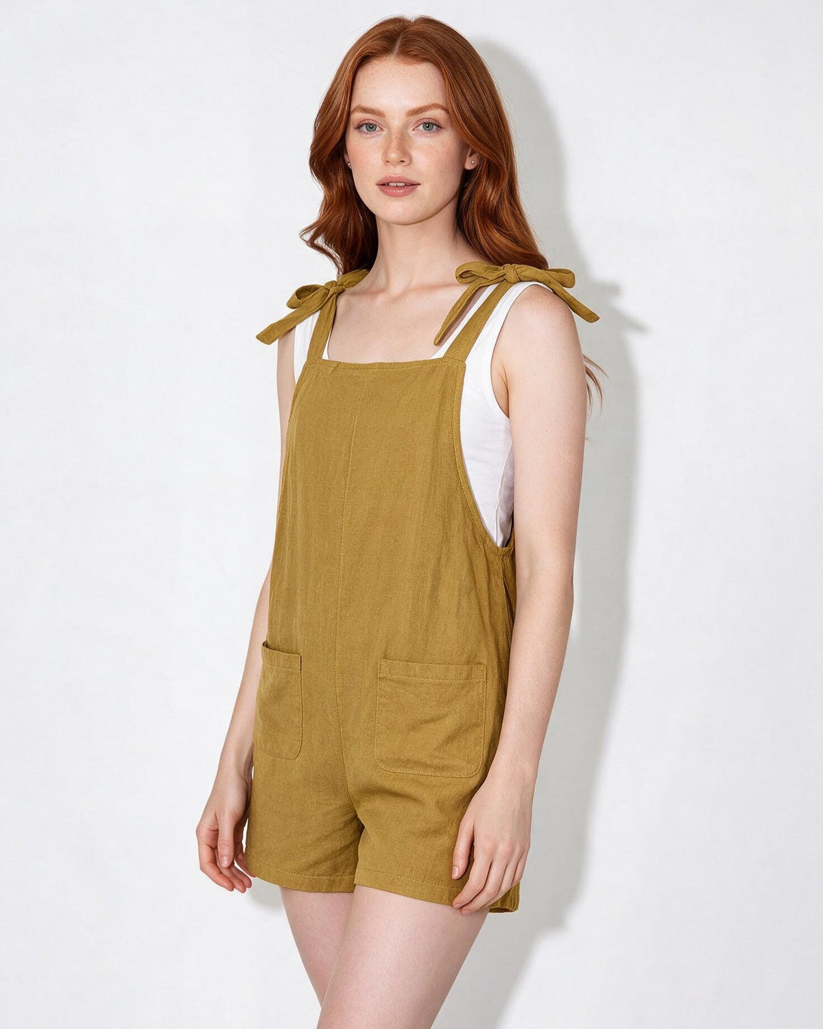 Cotton Square-Neck Dungaree Playsuit