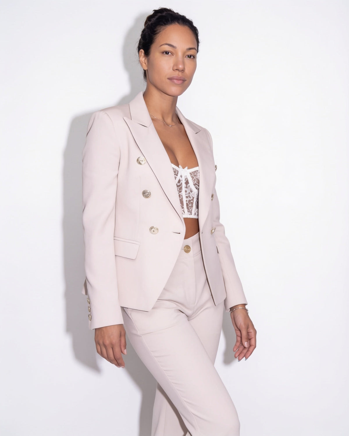 Double-Breasted Tailored Blazer Suit
