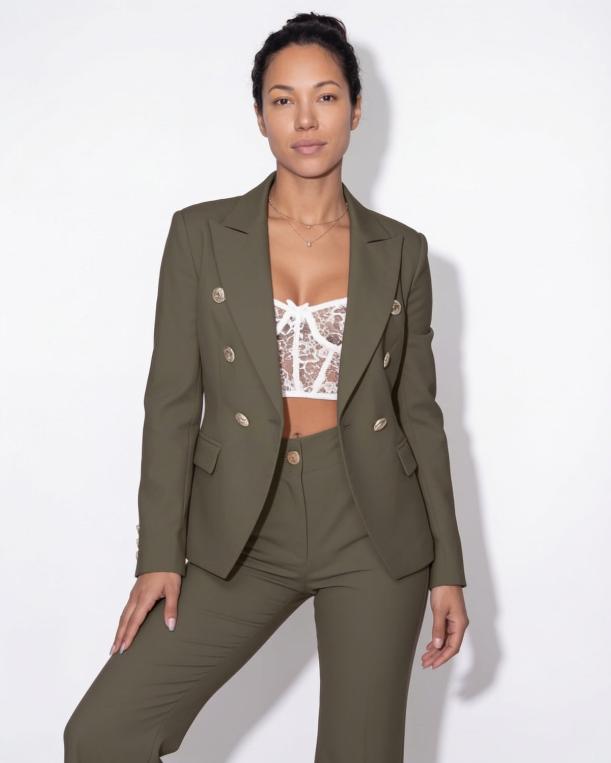 Double-Breasted Tailored Blazer Suit
