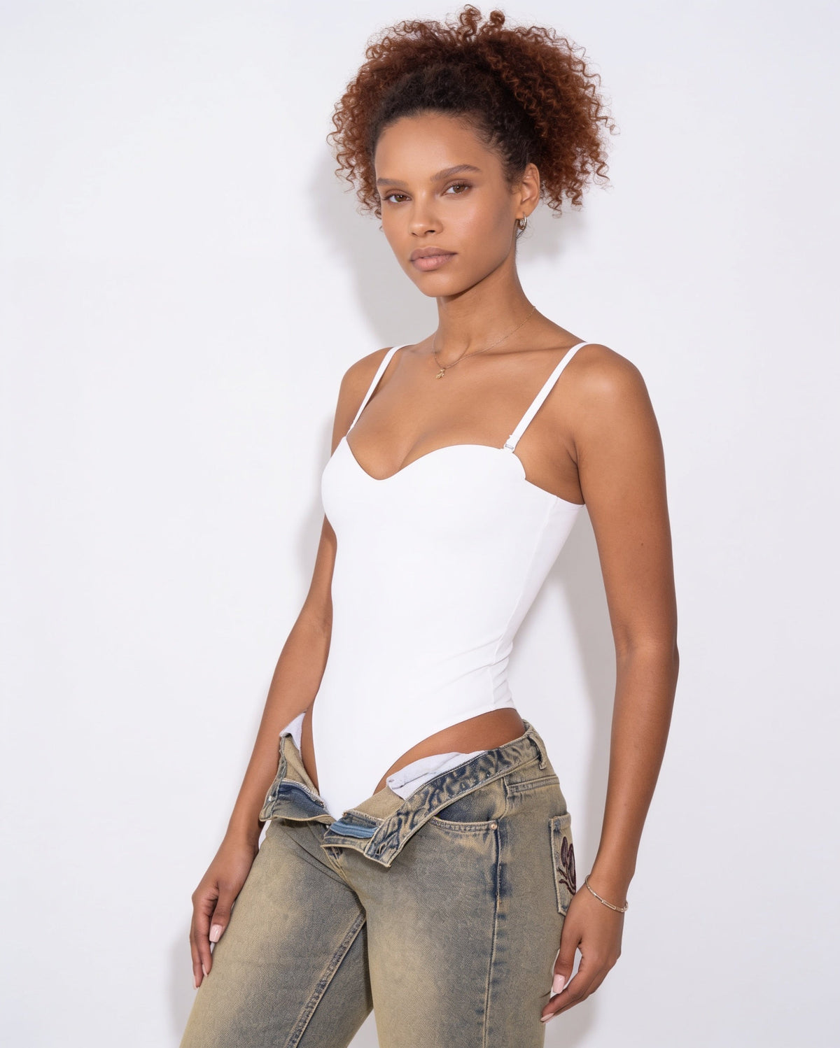 Strappy Sweetheart Keyhole-Back Bodysuit