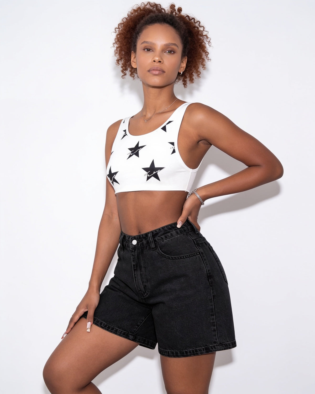 High-Waisted Denim Mom Shorts