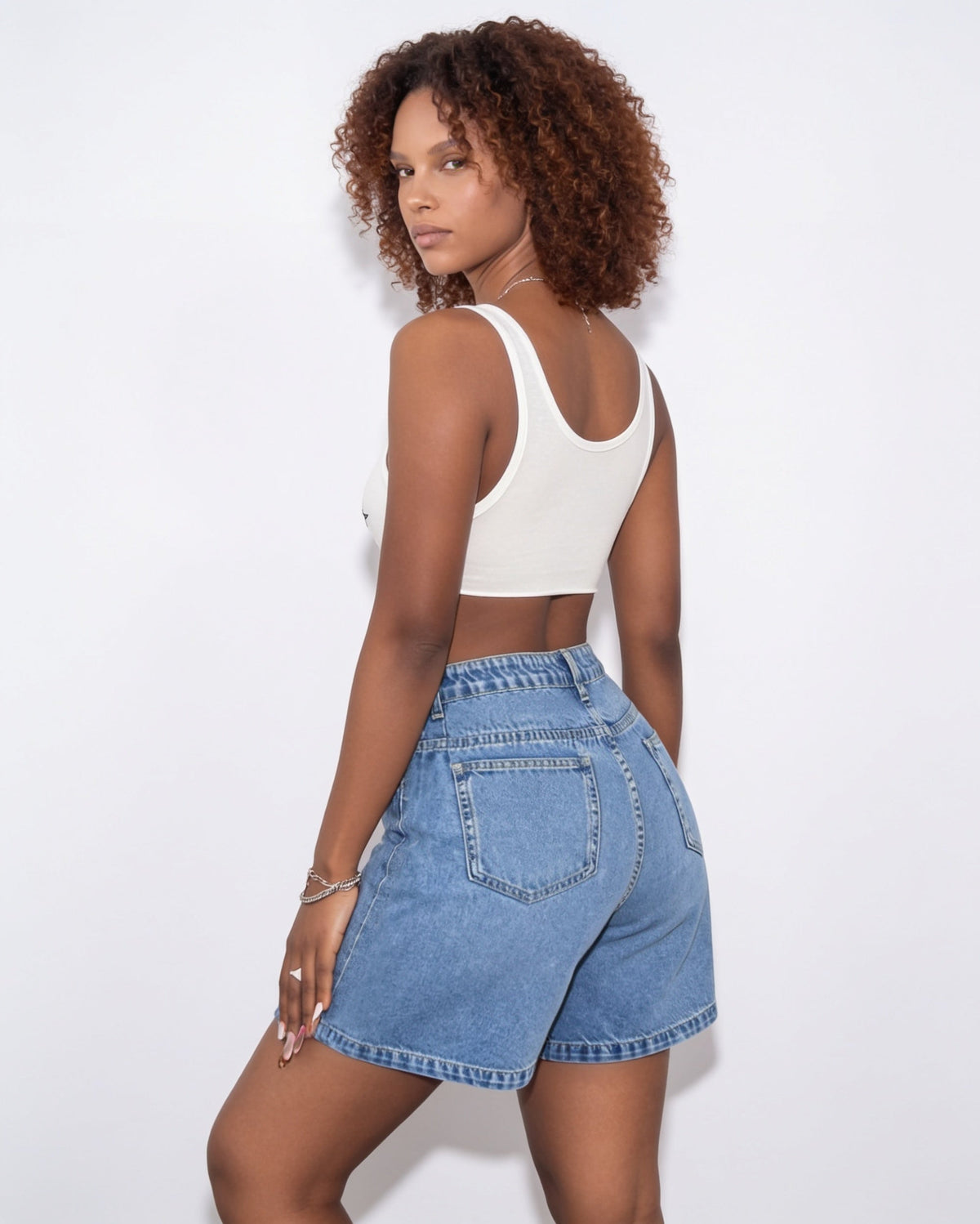 High-Waisted Denim Mom Shorts