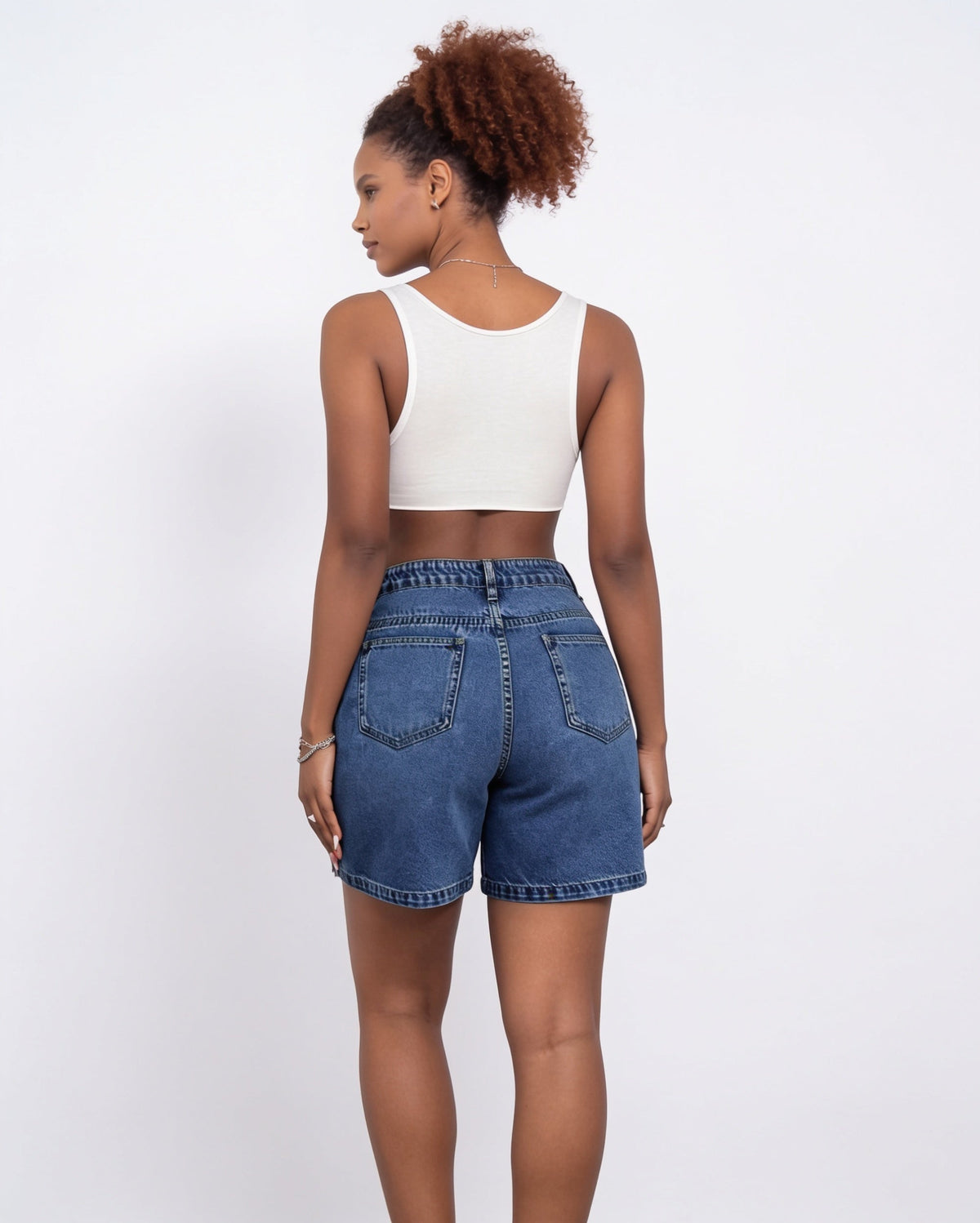 High-Waisted Denim Mom Shorts
