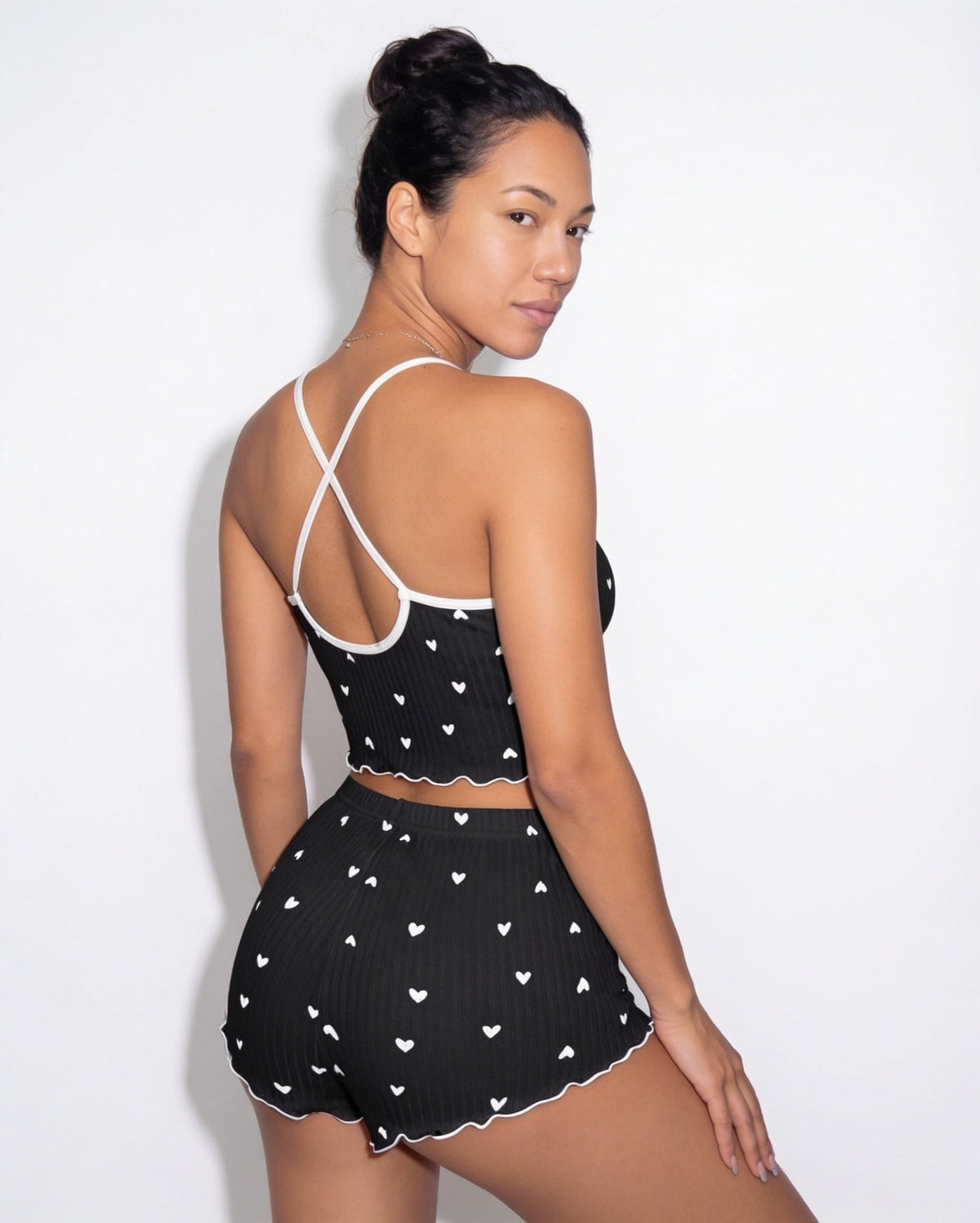 Heart Print Bow-Tie Pyjamas