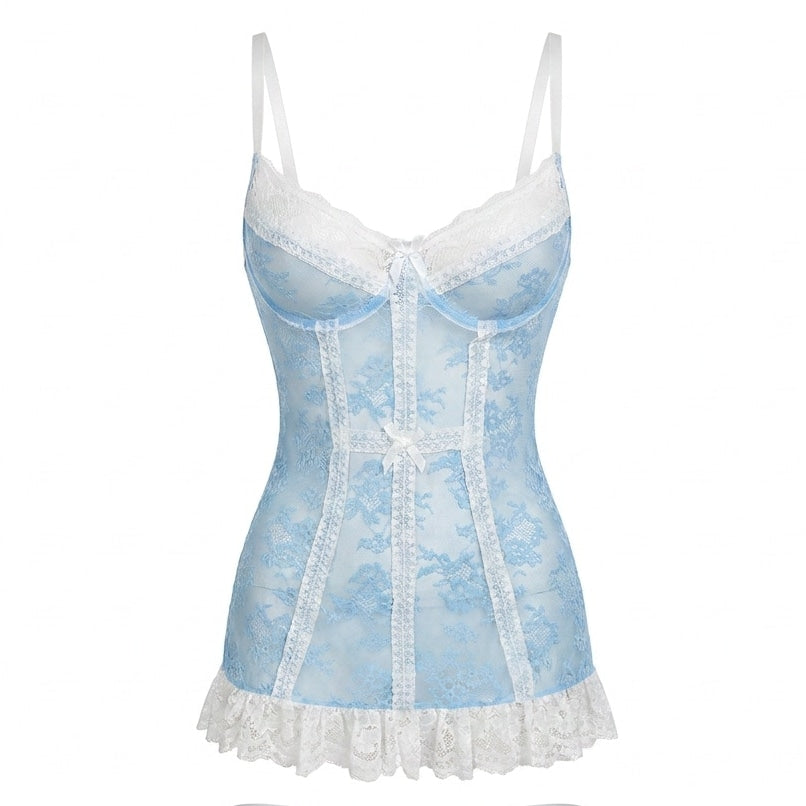 Sheer Floral Lace Babydoll
