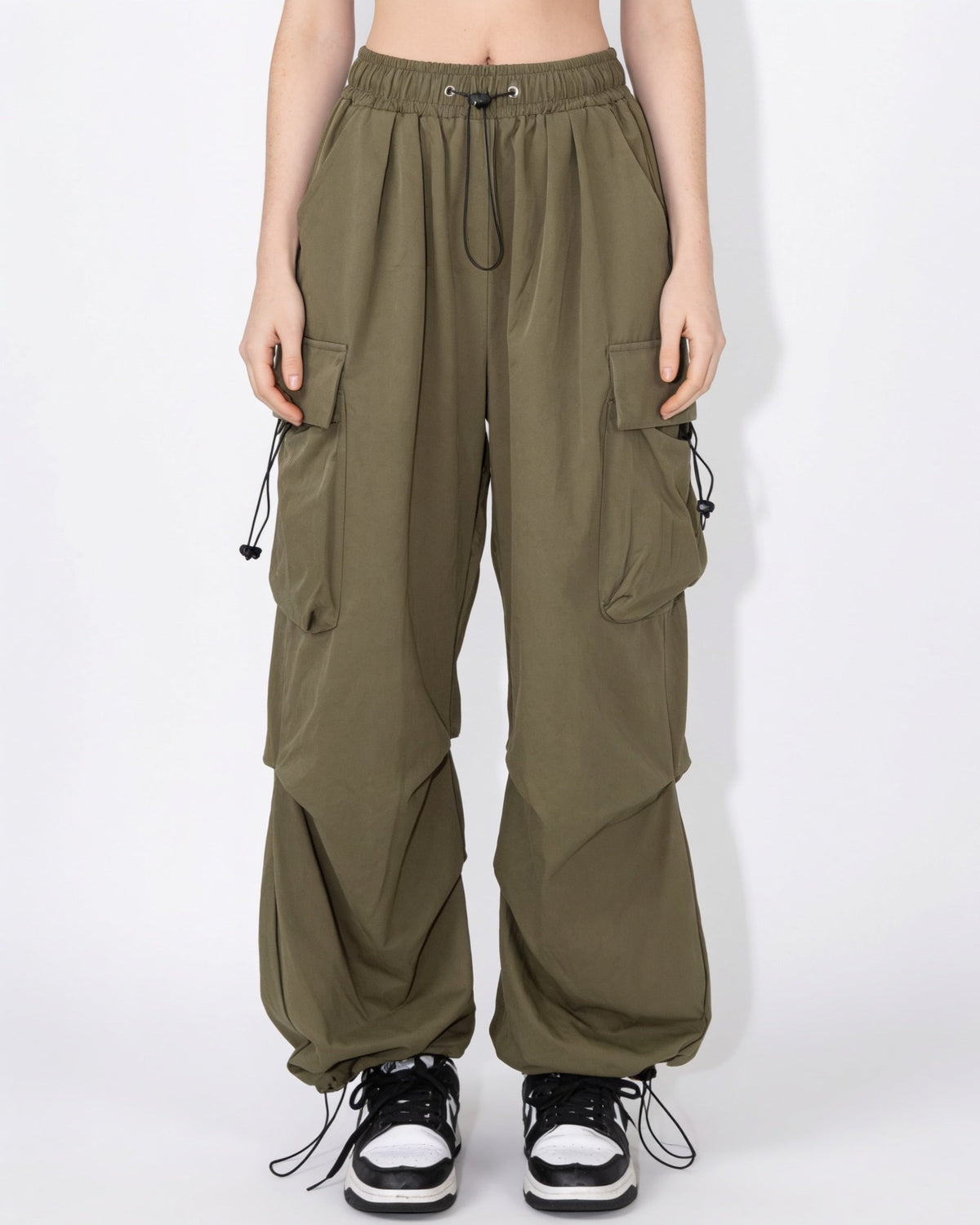 Ruched Parachute Cargo Trousers