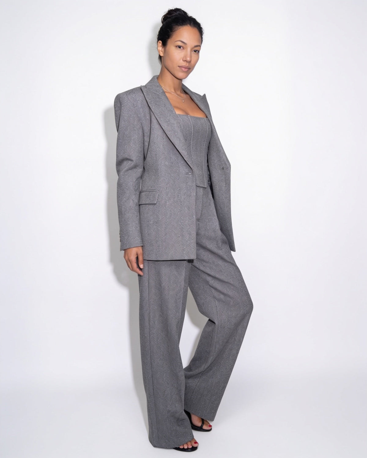 Herringbone Oversized Wide-Leg Co-ord