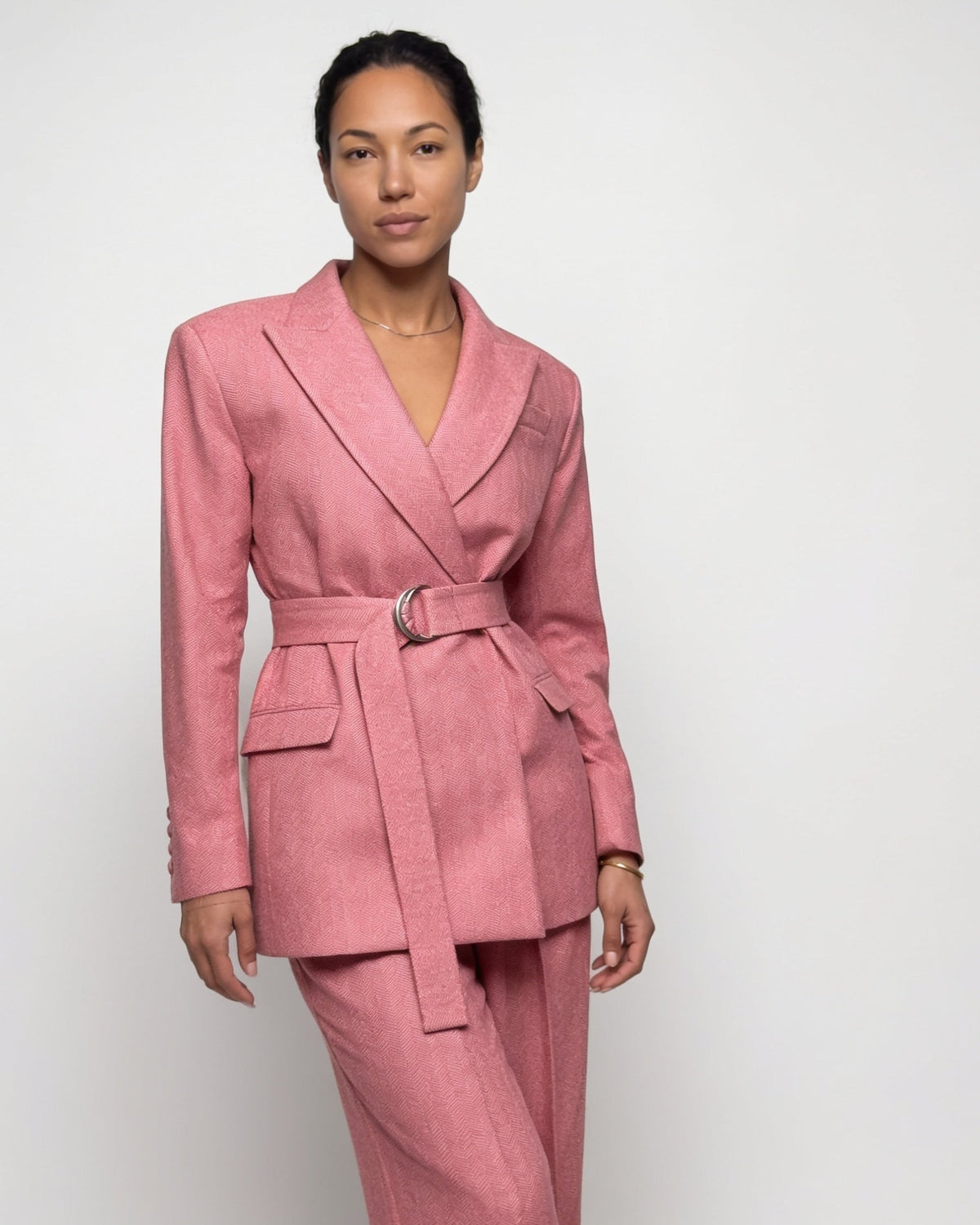 Herringbone Oversized Wide-Leg Co-ord