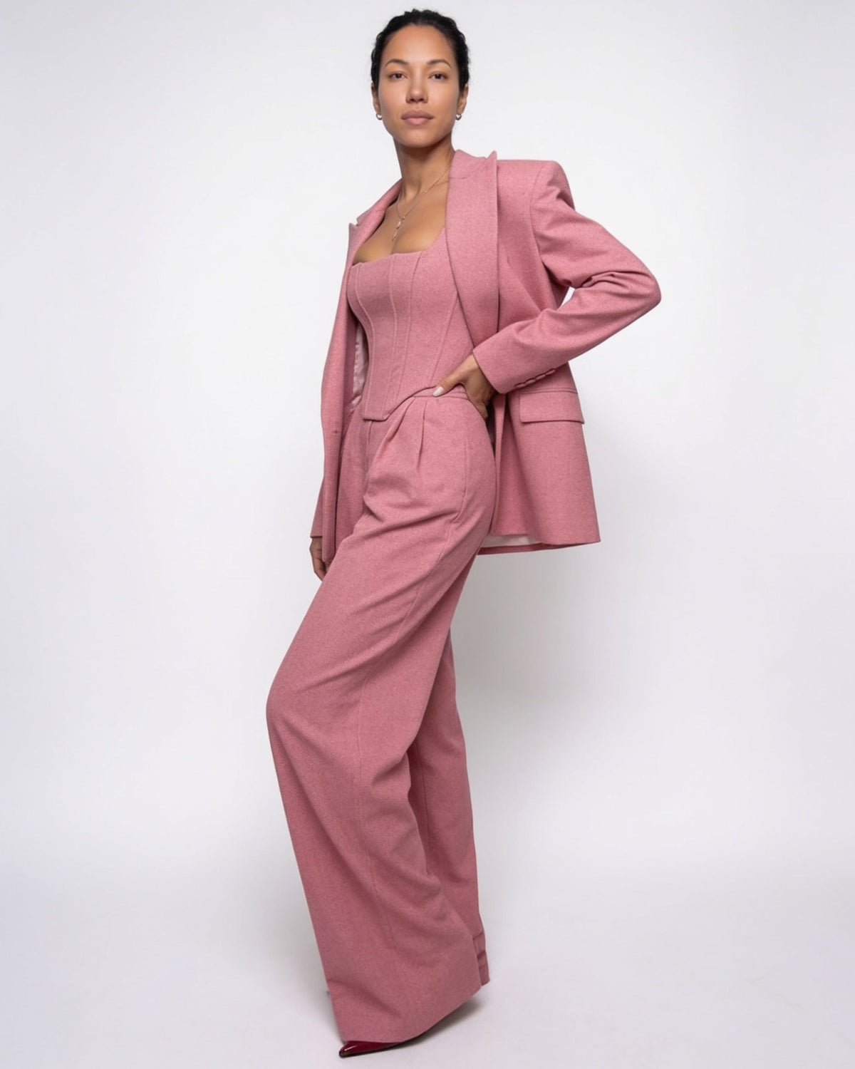 Herringbone Oversized Wide-Leg Co-ord