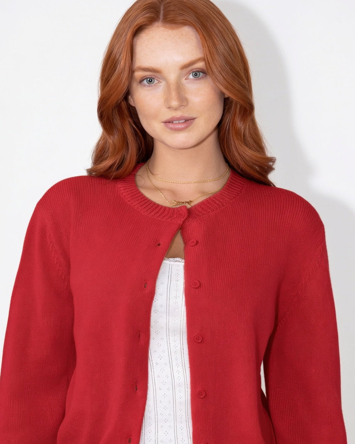 Cropped Button-Front Knit Cardigan