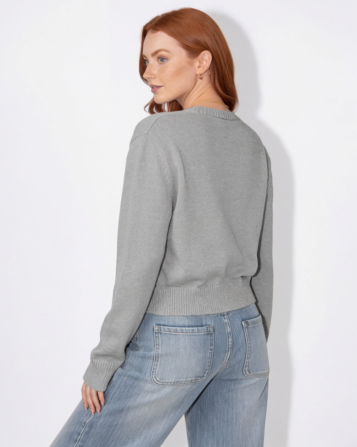 Cropped Button-Front Knit Cardigan