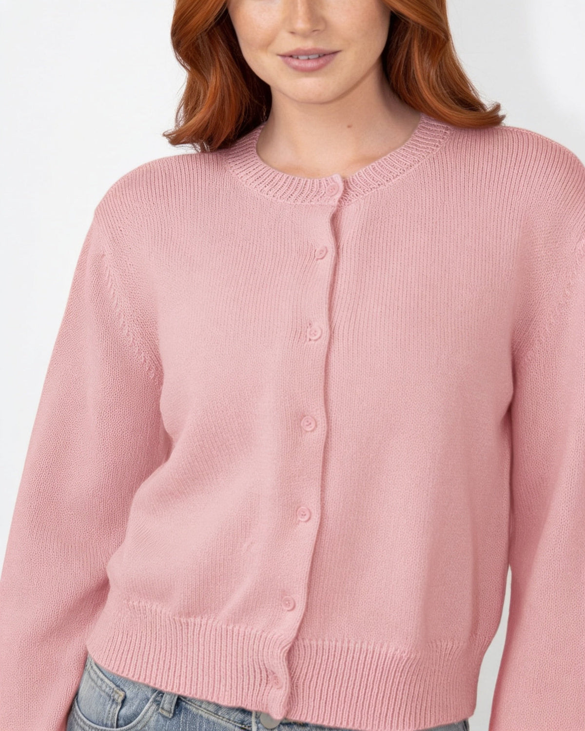 Cropped Button-Front Knit Cardigan