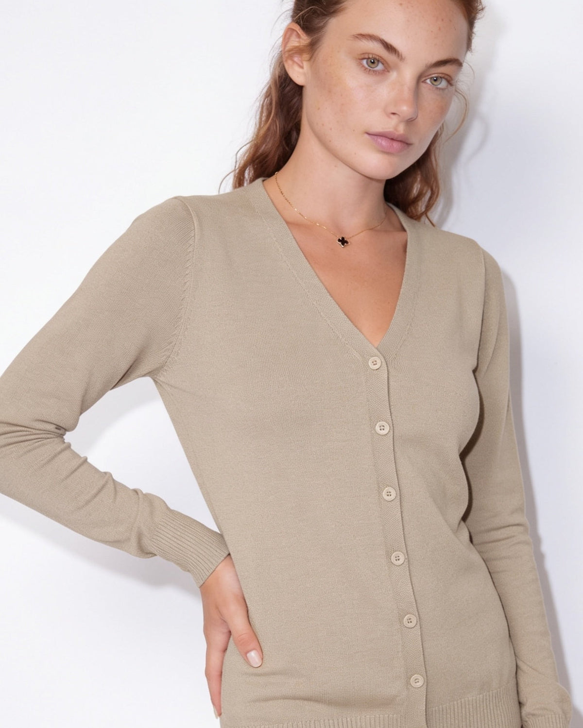 V-Neck Button Cardigan