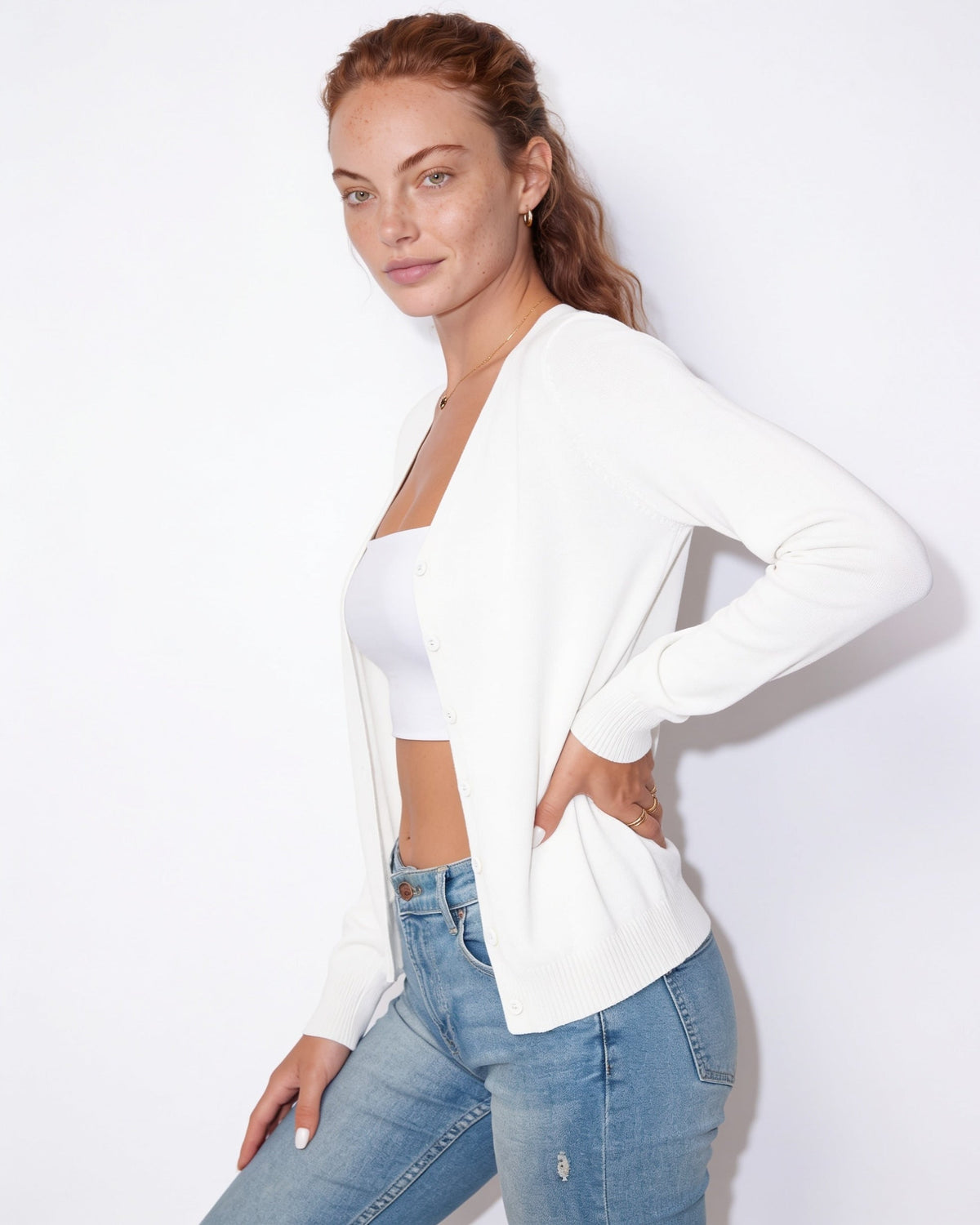 V-Neck Button Cardigan