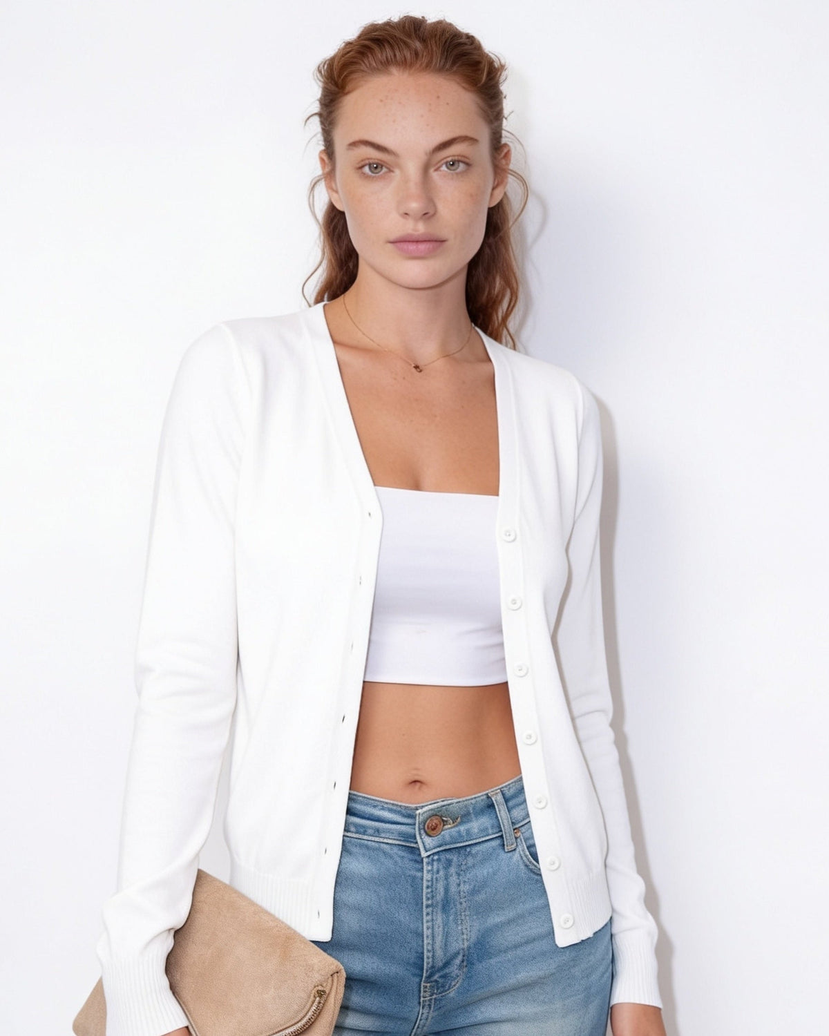 V-Neck Button Cardigan