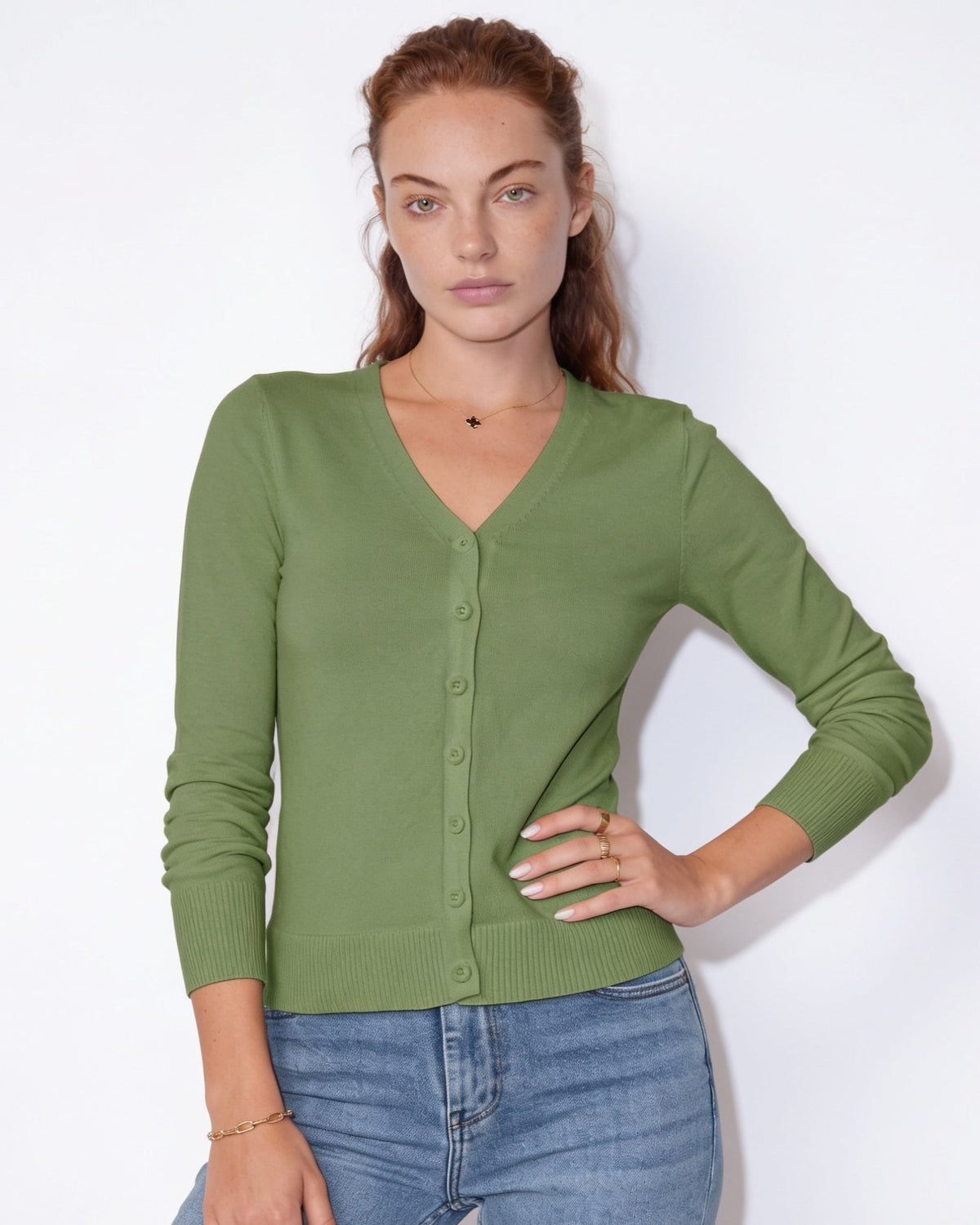 V-Neck Button Cardigan