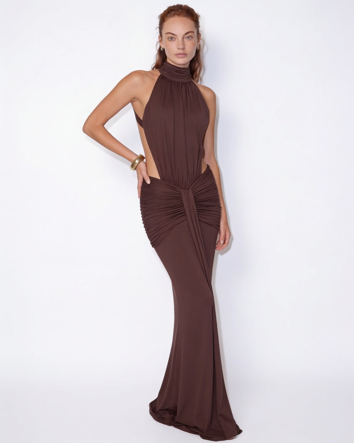 Cutout Halterneck Mermaid Maxi Dress