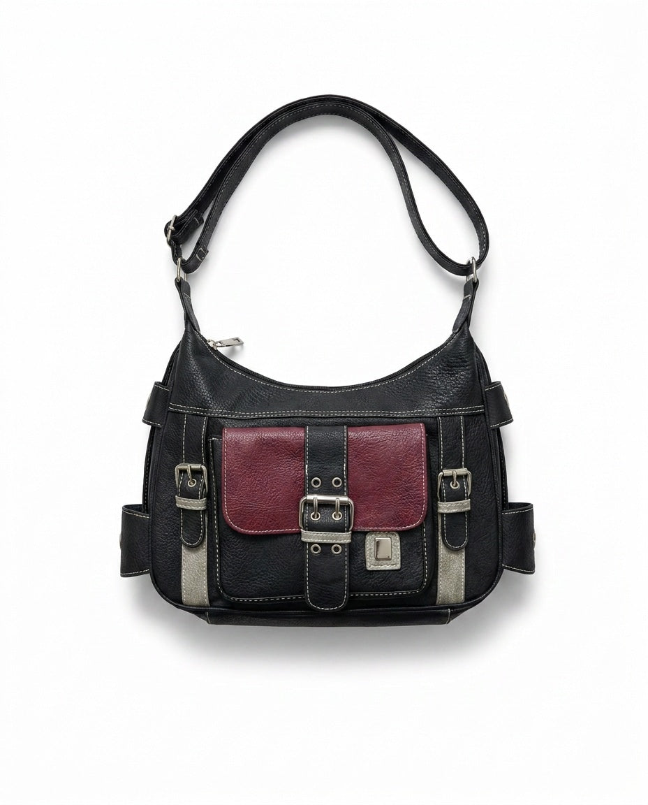 Twin Buckle Flap Crossbody Bag
