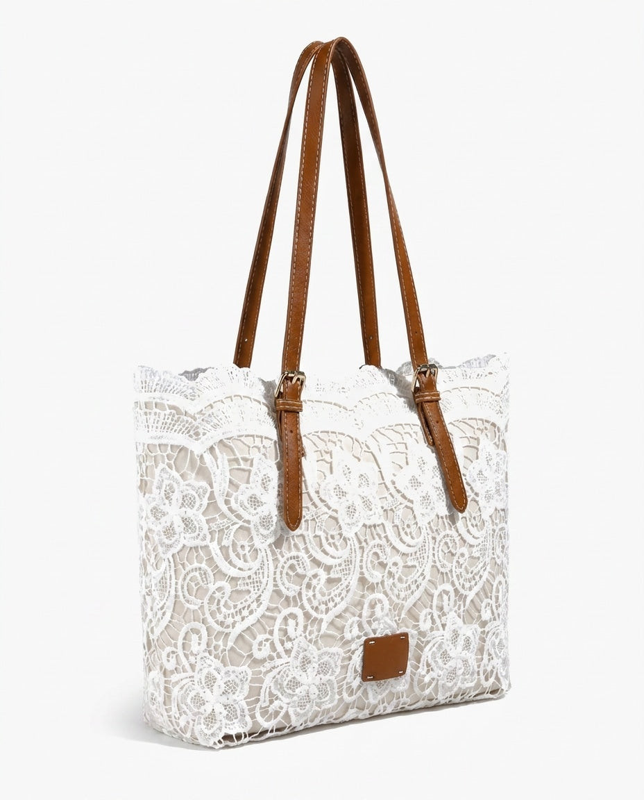 Floral Scalloped Tote Bag