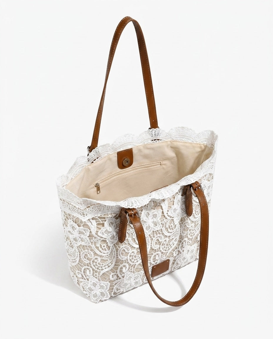 Floral Scalloped Tote Bag