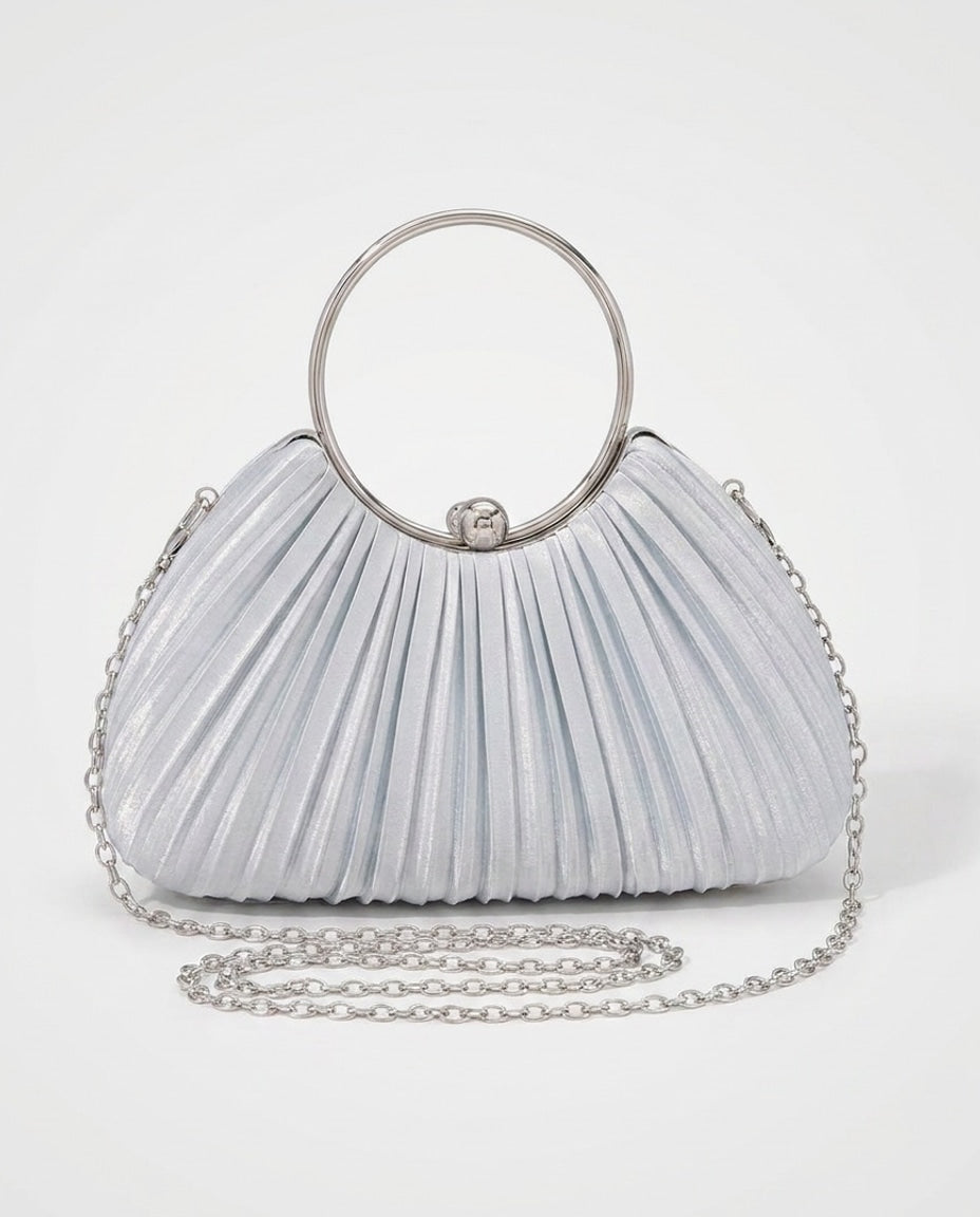 Ruched Ring-Handle Clutch Bag