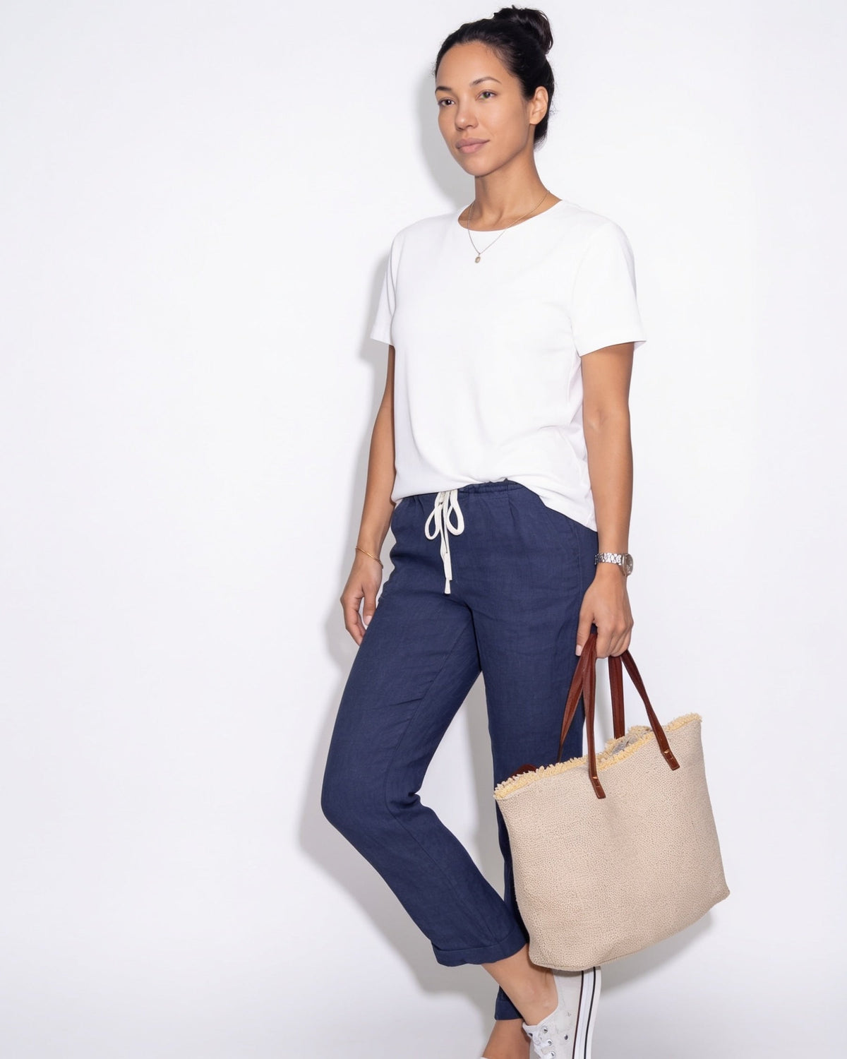 Cotton Linen Drawstring Trousers