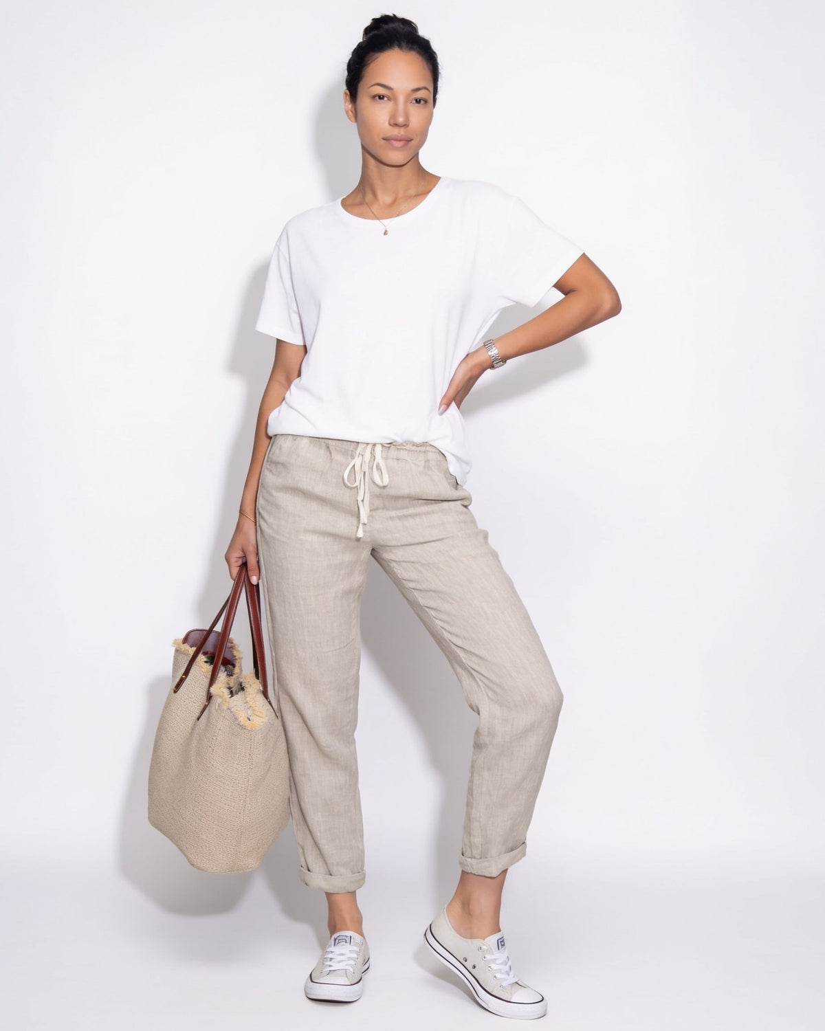 Cotton Linen Drawstring Trousers