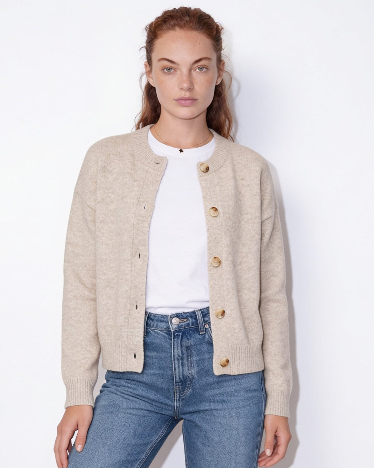 Ribbed Crew Neck Cropped Cardigan