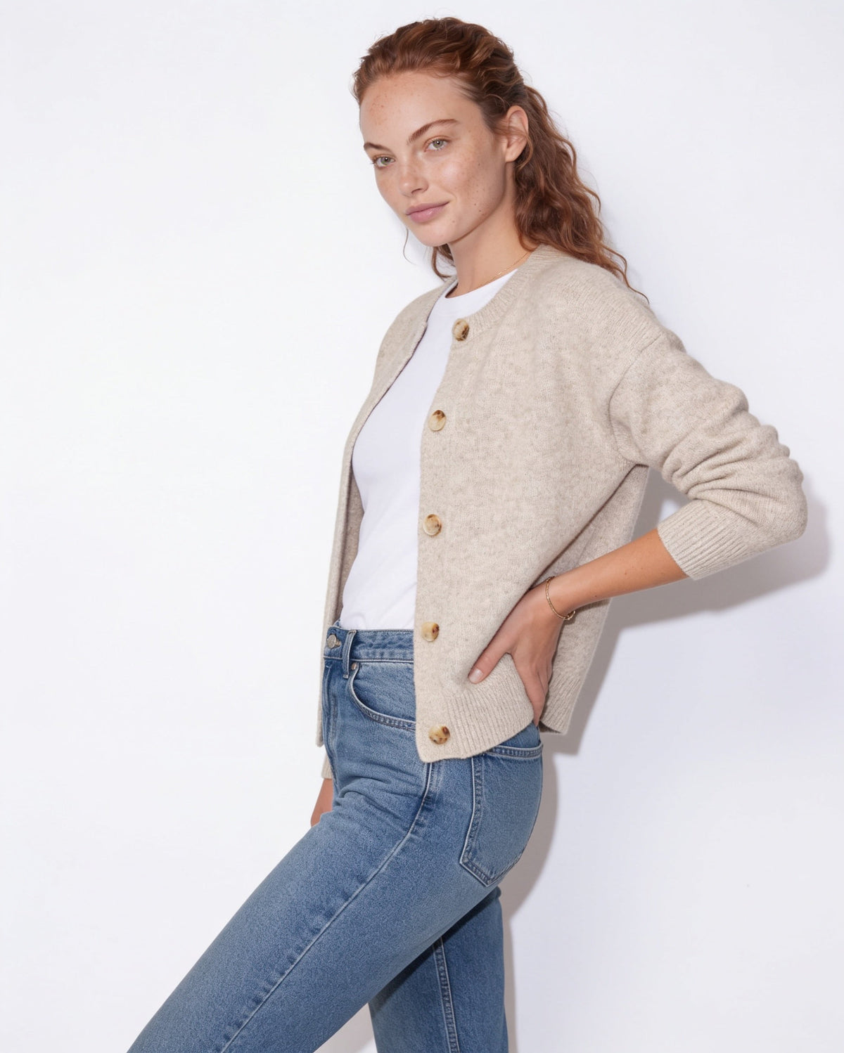 Ribbed Crew Neck Cropped Cardigan