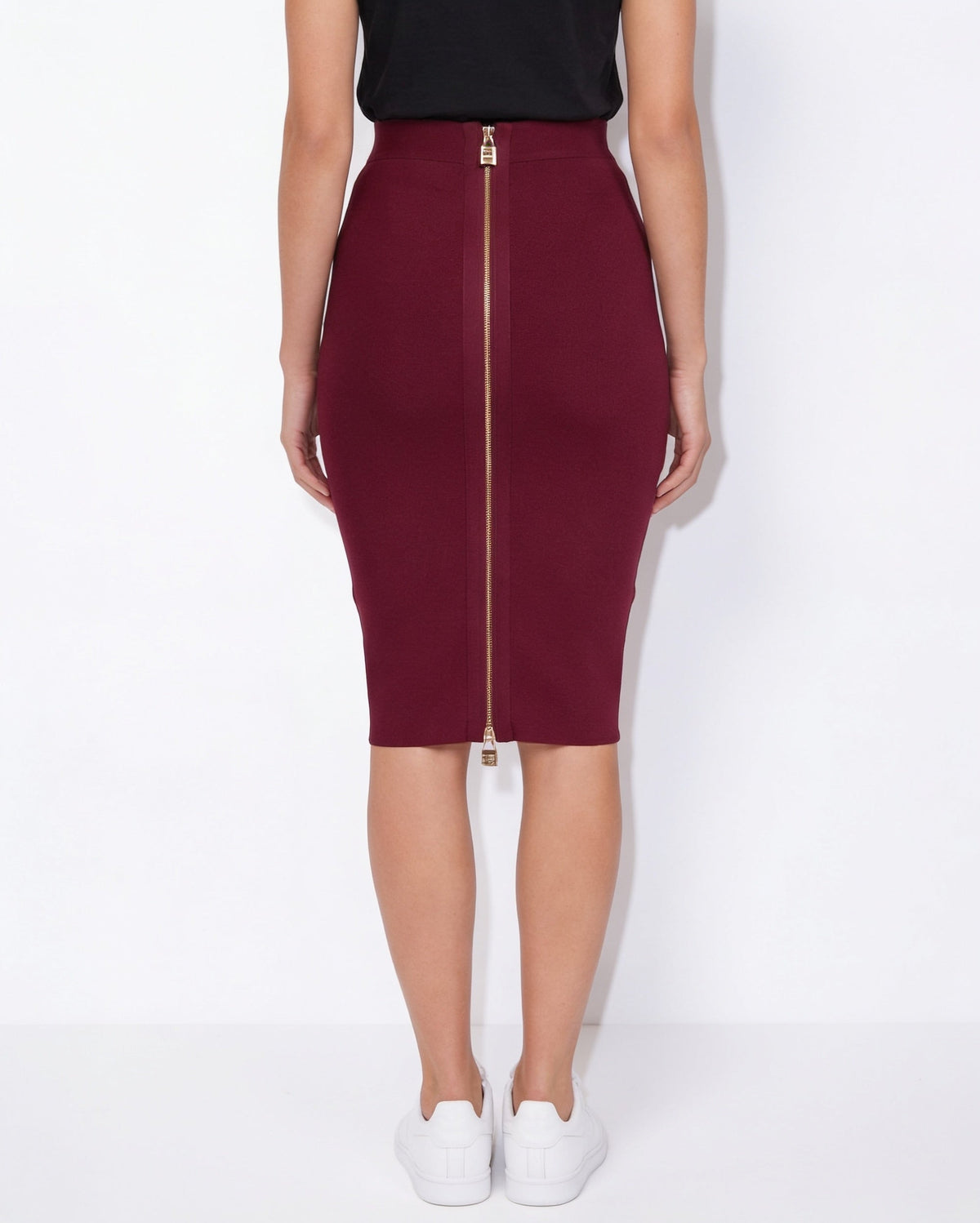 High-Waisted Panelled Knit Pencil Skirt