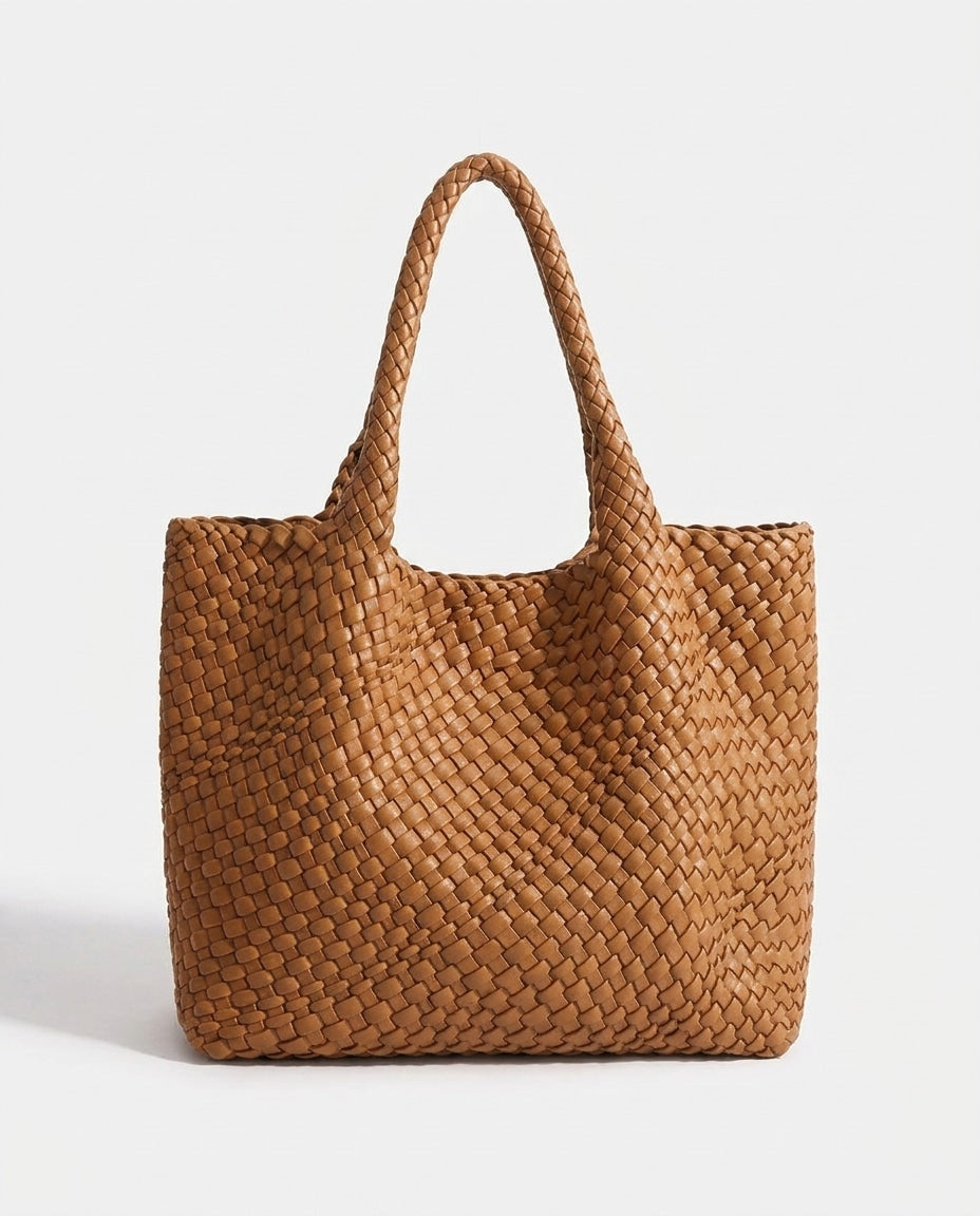 Woven Panel Tote Bag