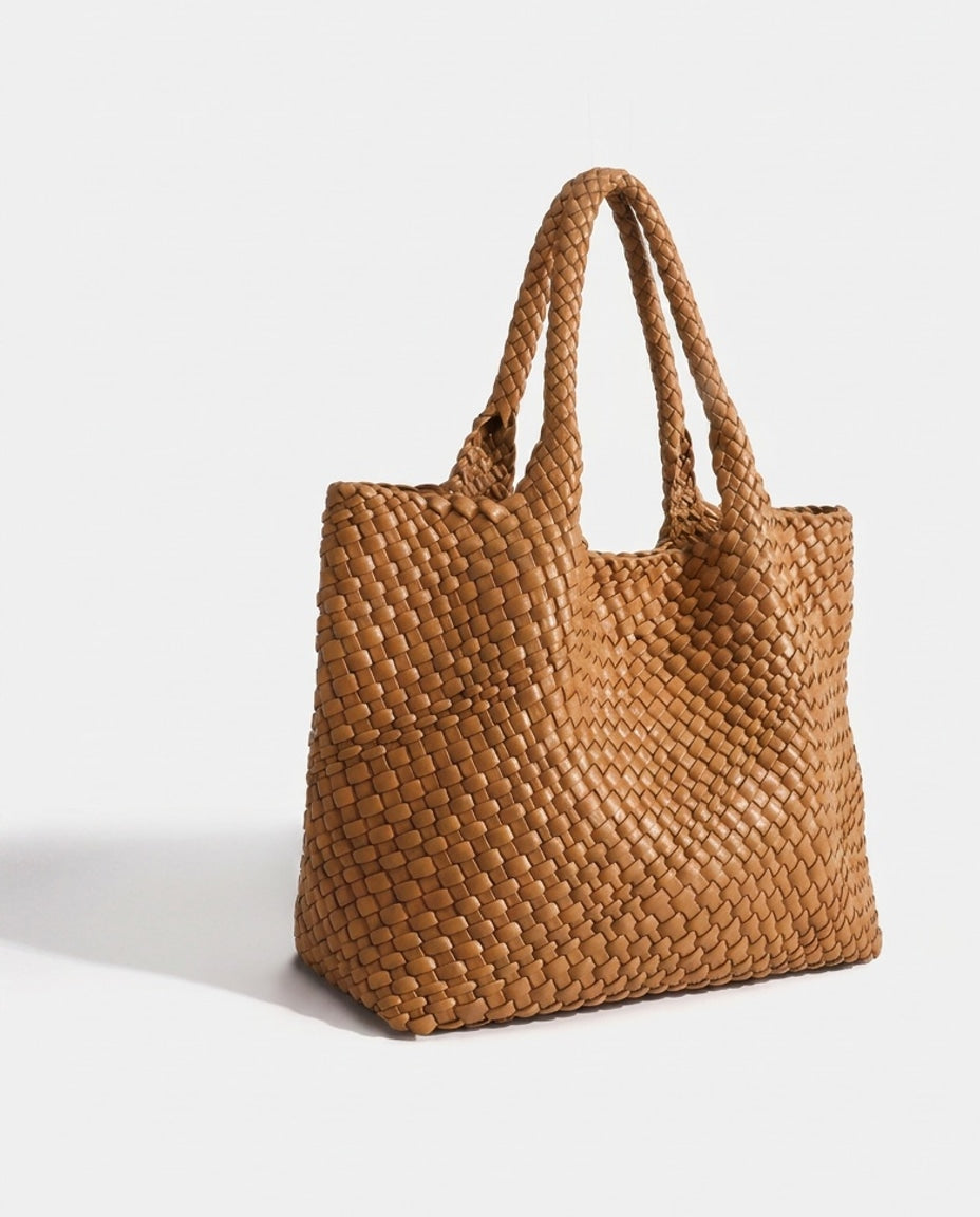 Woven Panel Tote Bag