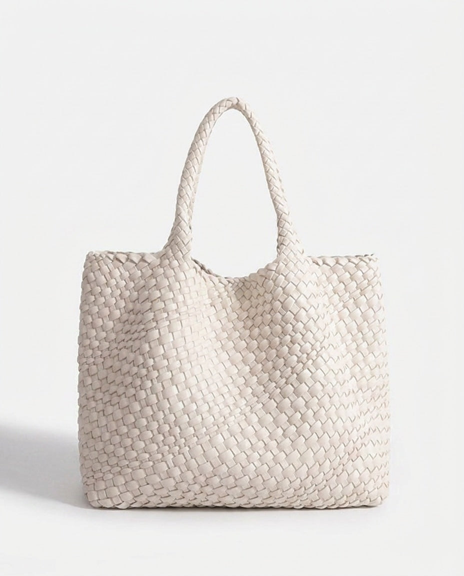 Woven Panel Tote Bag
