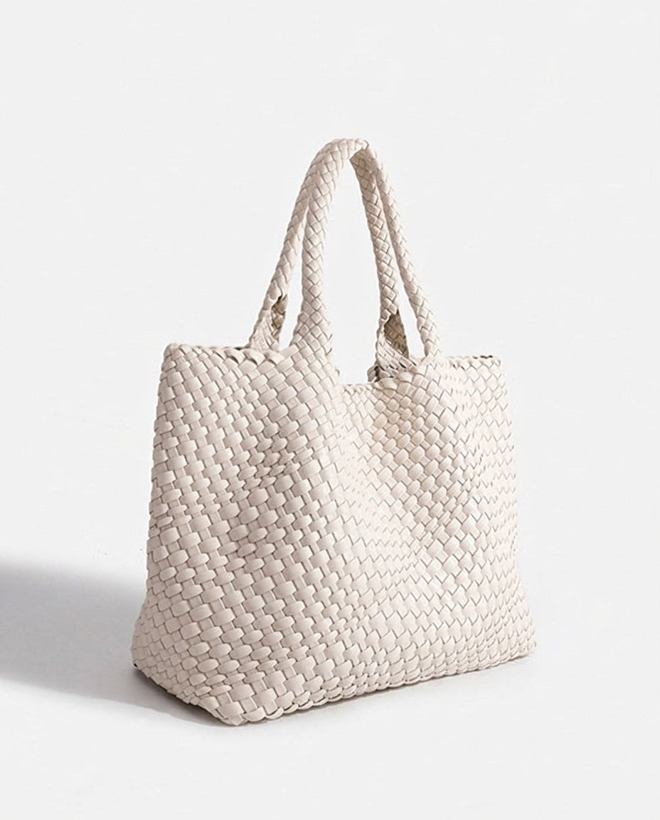 Woven Panel Tote Bag
