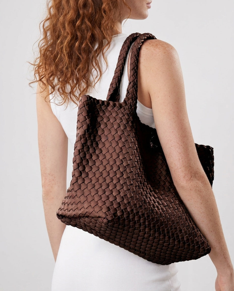 Woven Panel Tote Bag