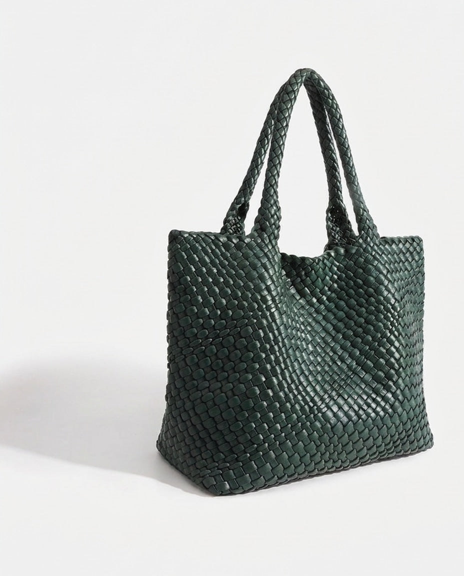 Woven Panel Tote Bag