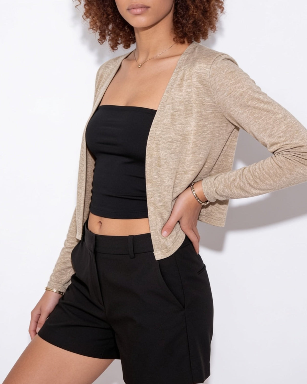 Sheer Open-Front Cropped Cardigan