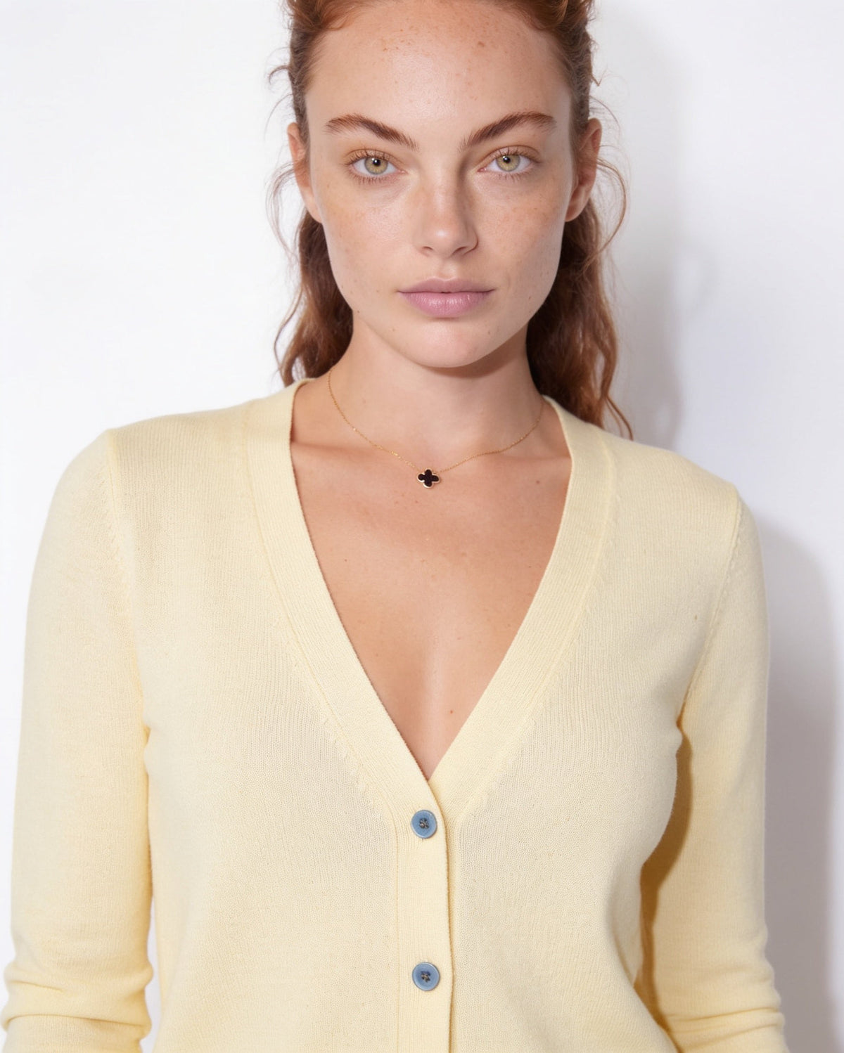 Fitted Button-Front Round-Neck Cardigan