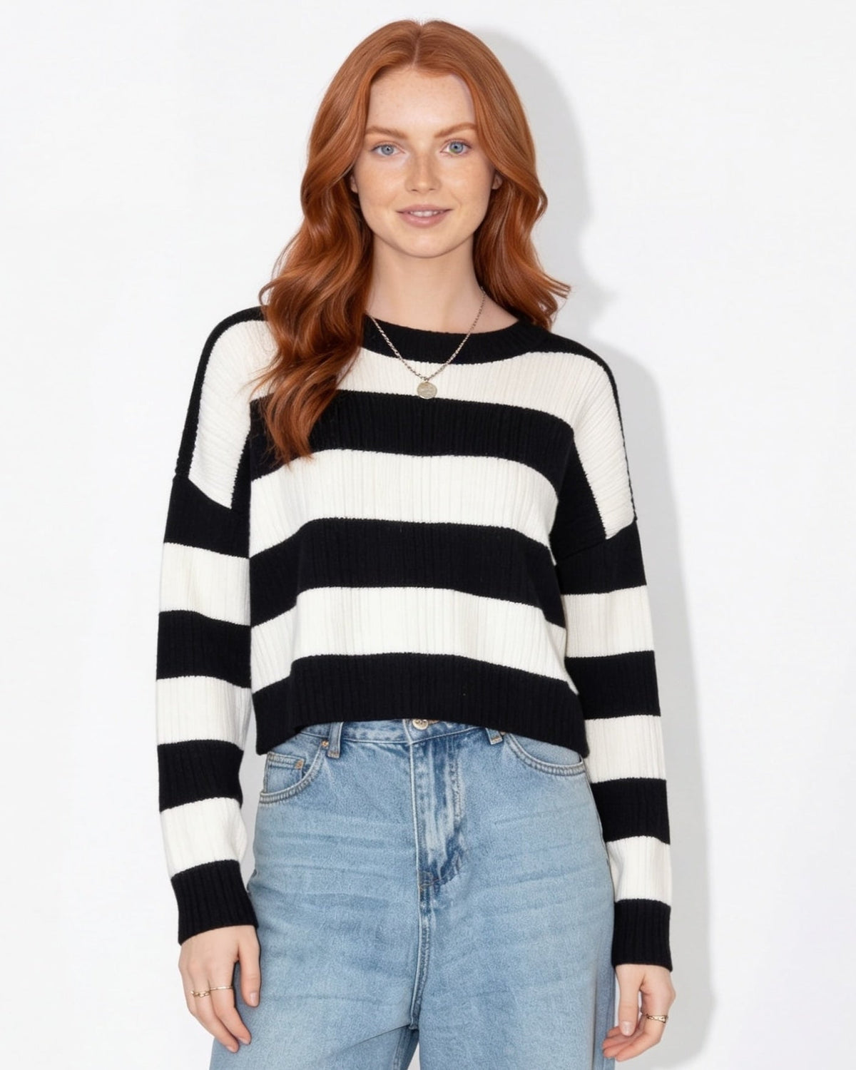 Striped Ribbed Crop Jumper