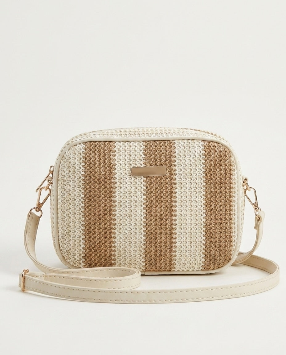 Striped Woven Crossbody Bag