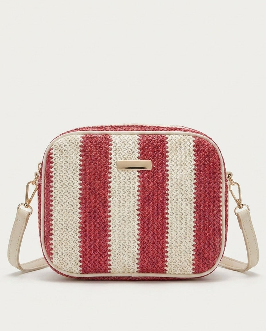 Striped Woven Crossbody Bag