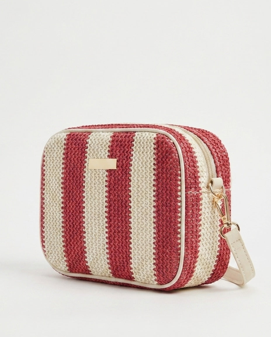Striped Woven Crossbody Bag