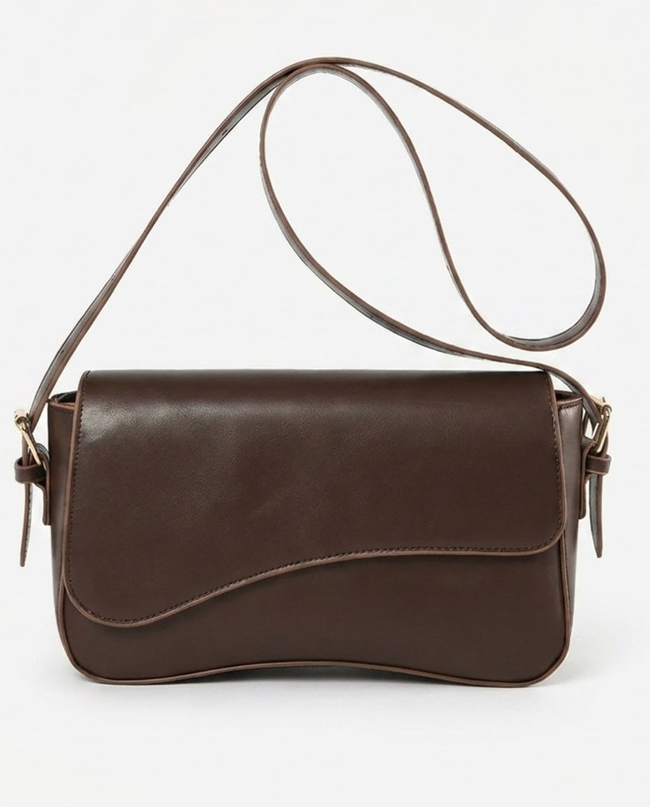 Curved Flap Shoulder Bag