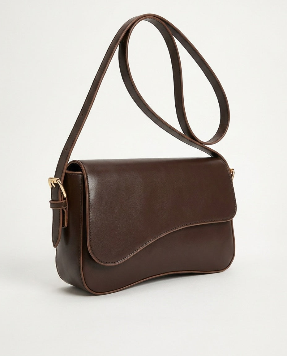 Curved Flap Shoulder Bag