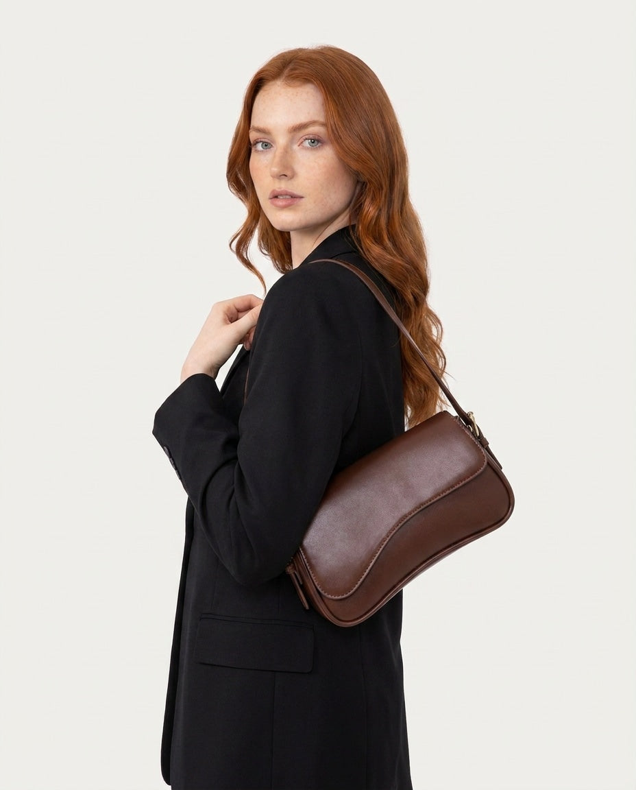 Curved Flap Shoulder Bag