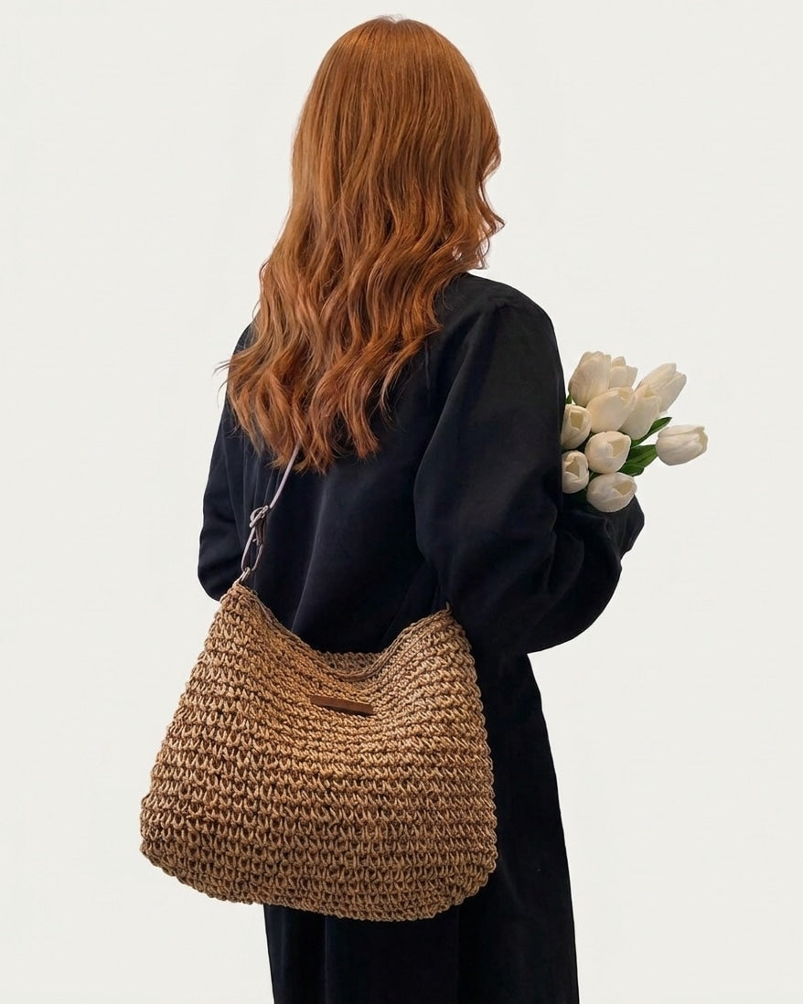 Woven Slouchy Hobo Bag