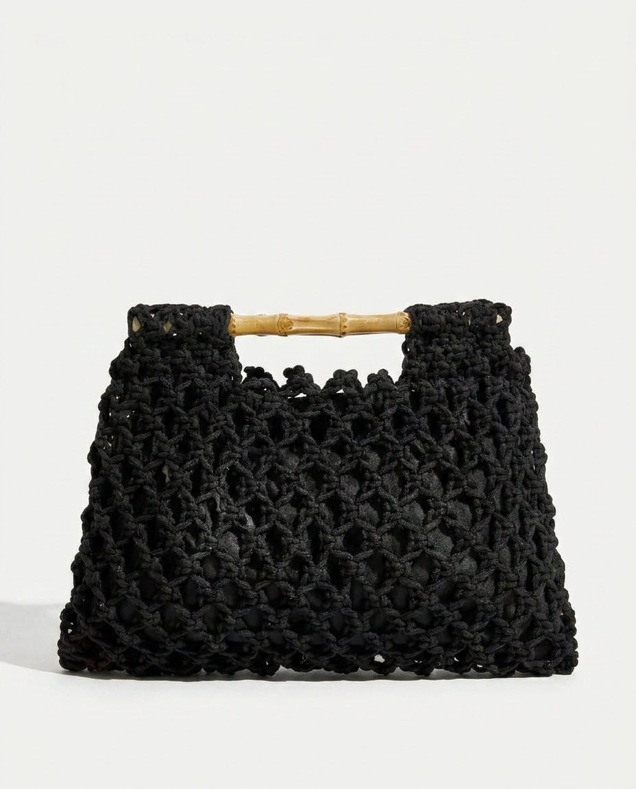 Crochet Bamboo Handle Handbag